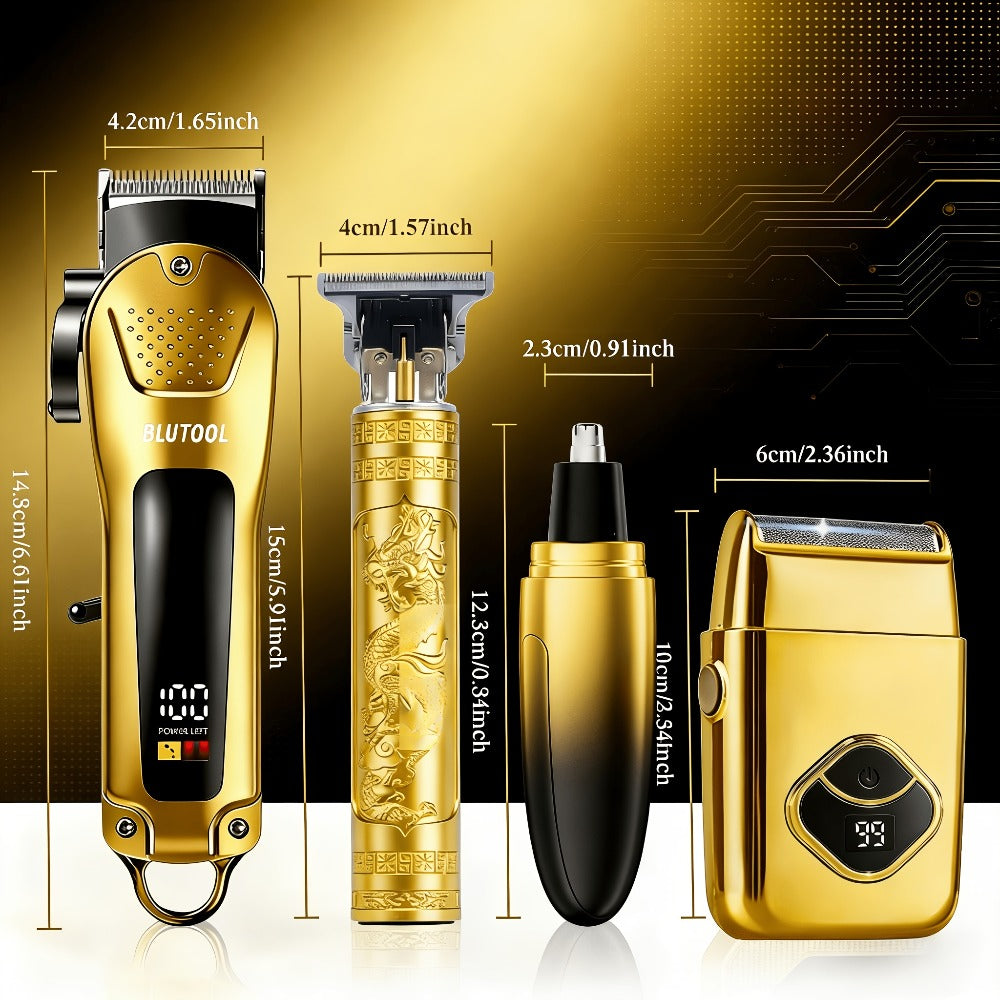 Men's Grooming Kit Hair Clipper & Electric Shaver USB Rechargeable Cordless LED Display – Precision Beard Trimmer Face Shaver