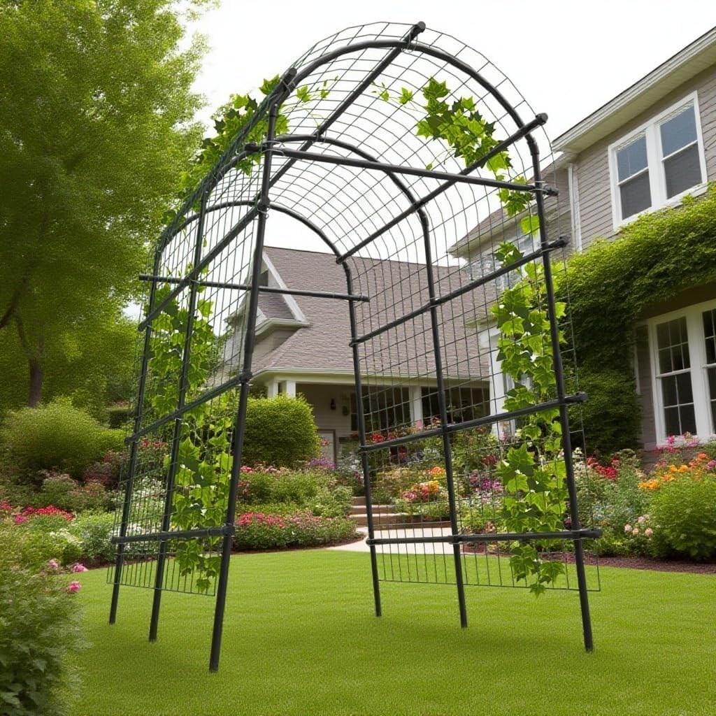Garden Trellis with Seven-Foot Arch and PE-Coated Steel Frame, Climbing Plant Support for Vegetable Beds — image 9