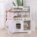 Kids Play Kitchen Set with Sink Oven Stove Dishwasher Coffee Maker Ice Maker Microwave for Home Cooking, Dining and Outdoor M