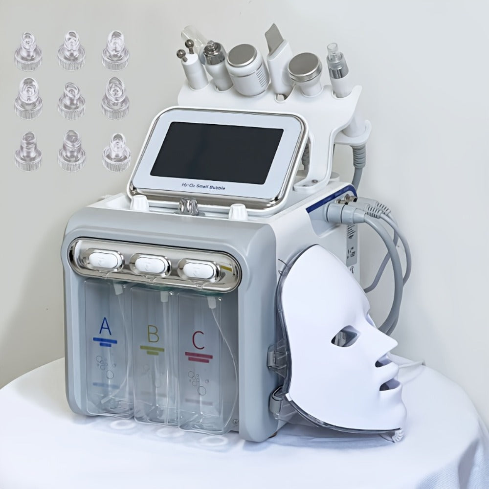 Hydrogen Oxygen Microbubble Facial Machine 6-in-1 / 7-in-1, Dual Pump Deep Cleansing Skin Rejuvenation Beauty Device for Home