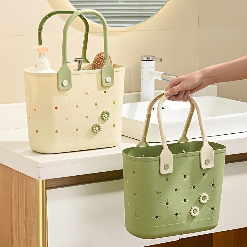 Two-Piece Rubber Floral Tote Bag Set with Soft Handles, Daisy Print and Multipurpose Storage — image 4