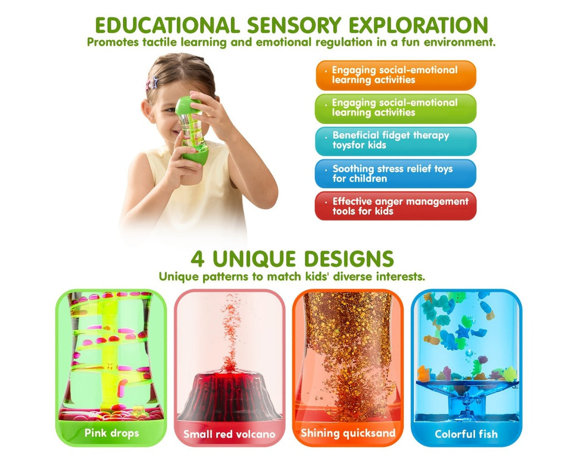 Four-Piece Visual Flow Tube Set with Glitter, Fish, Flake and Volcano Motion Designs in Four Shapes — image 10