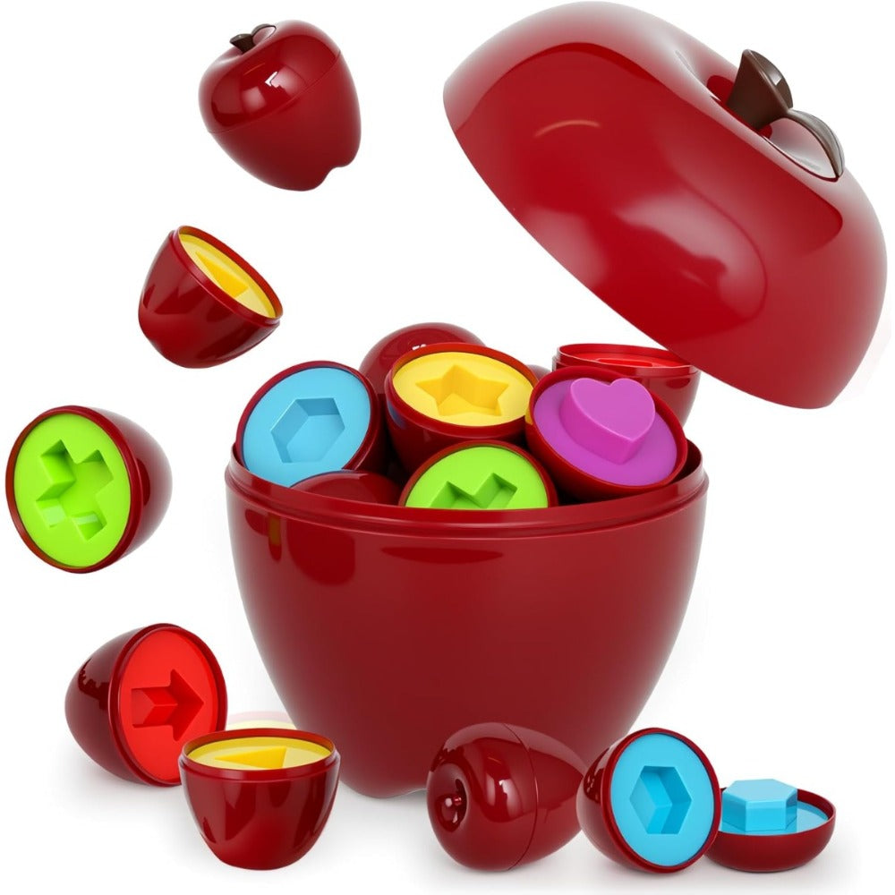 Apple Shape Sorter Toy for Toddlers Ages 10M-3 Years, Geometric Color Sorting Matching Game — image 2