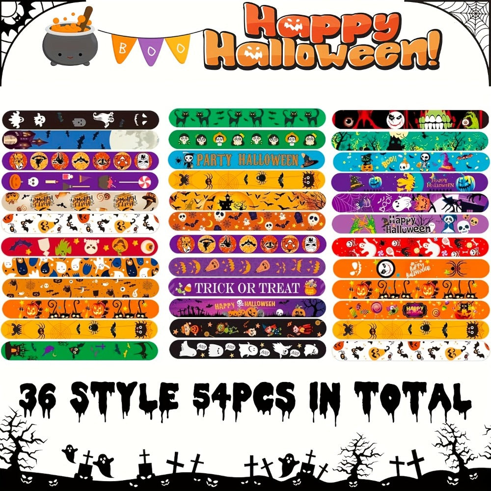 Halloween Slap Bracelets Bulk for Kids, 54/100PCS Halloween Party Favors for Boys & Girls, Spooky Bag Stuffers — image 4