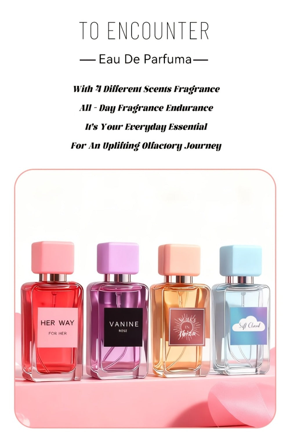 Perfume Gift Set Aroma Allure Four 20ml Eau de Parfum Sprays in Pink Blue Windowed Box for Women — image 7