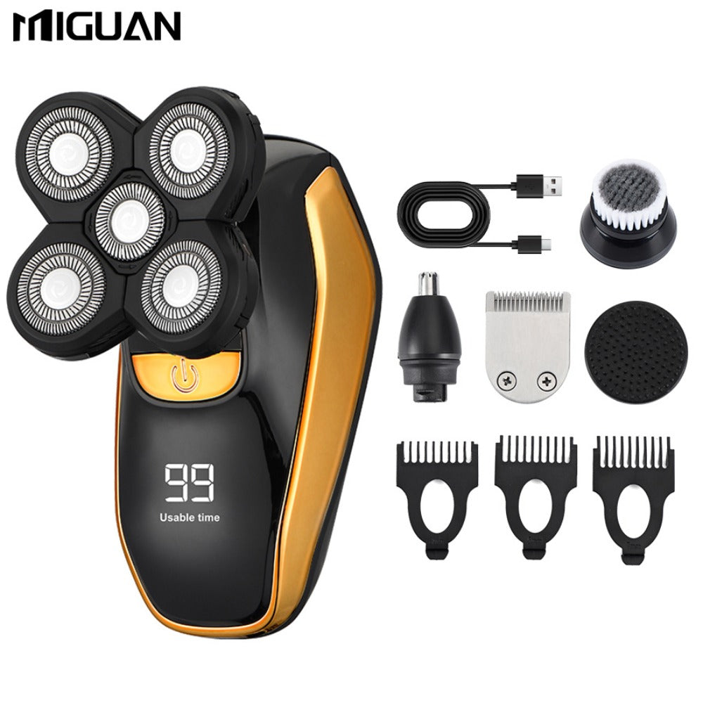 Electric Shaver 5-in-1 Grooming Kit with Nose Trimmer, Hair Clipper, Facial Brush, USB Charging and Display — image 8