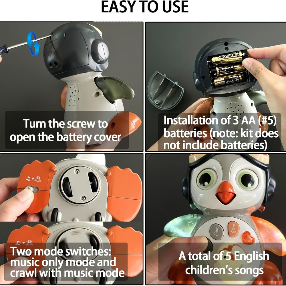 Musical Crawling Penguin Toy with Light-Up Wings, Moving Eyes and Four Front Control Buttons — image 8