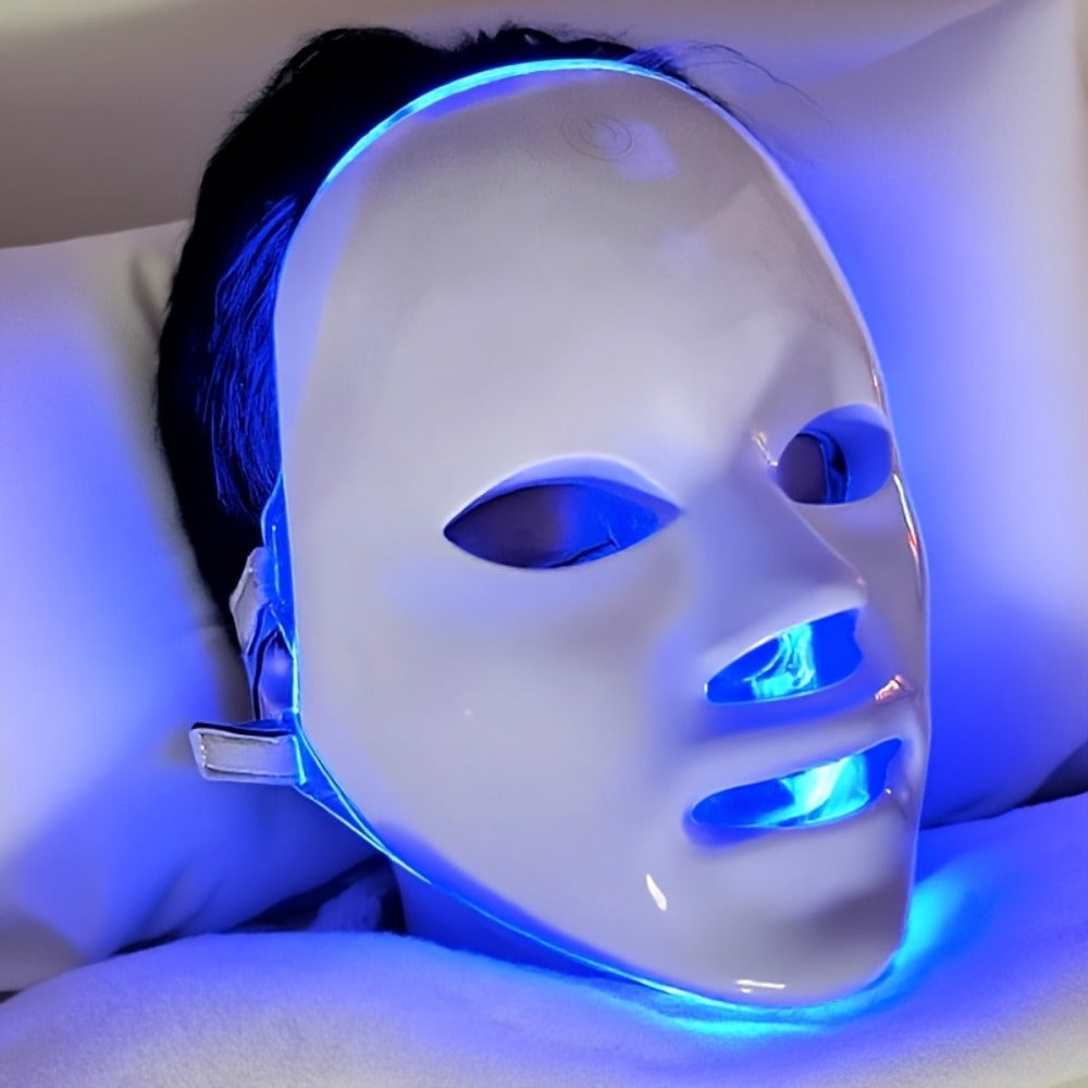 Portable LED Facial Mask 7-Color Light Therapy USB Rechargeable Plastic - Home Beauty Care for Bath Time, Home Spa and Person