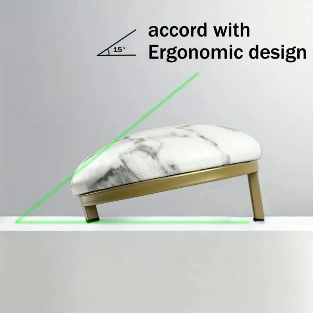 Nail Arm Rest with Metal Base Ergonomic Microfiber PU Cushion 15 Degree Tilt – Luxury Manicure Wrist Rest for Nail Salon Prof