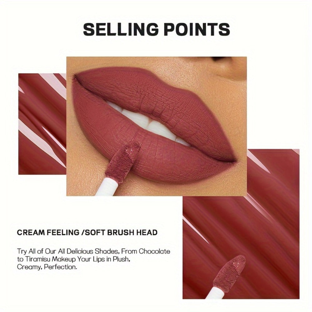 Matte Liquid Lip Color in Seven Numbered Shades with 8.5cm Clear Tube and Pointed Gold Cap — image 8