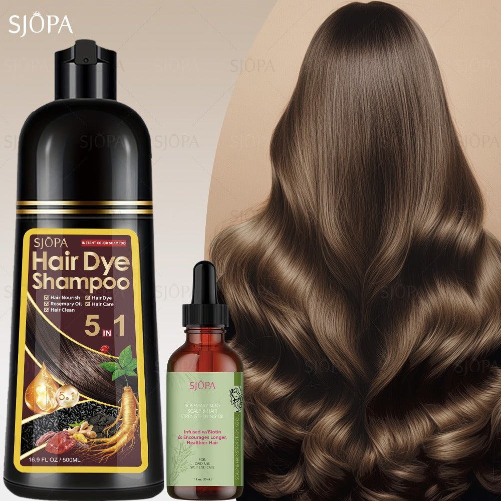 Gray Coverage Hair Dye Shampoo Kit 3-in-1 with Rosemary Hair Oil - Quick Color, Gentle & Natural Formula for Men & Women — im