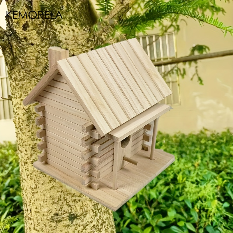 Wooden Bird Nest Breeding Box for Parrots & Small Birds – Hanging Outdoor Cage Accessory, Natural Solid Wood Birdhouse — imag