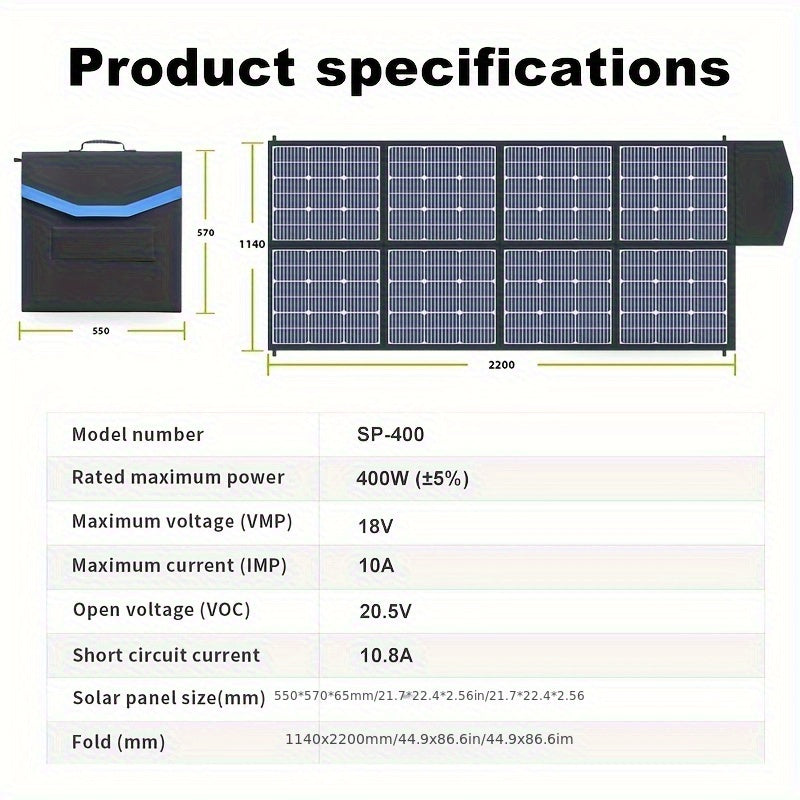 Monocrystalline High Power Solar Panel, 400W/200W/100W Portable Solar Panel, Foldable Solar Blanket — image 3