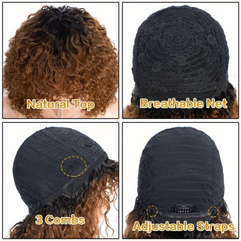 12-Inch Water Wave Bob Human Hair Wig with Bangs, 150% Density and TT1B/33 or P1B/30 Color — image 19