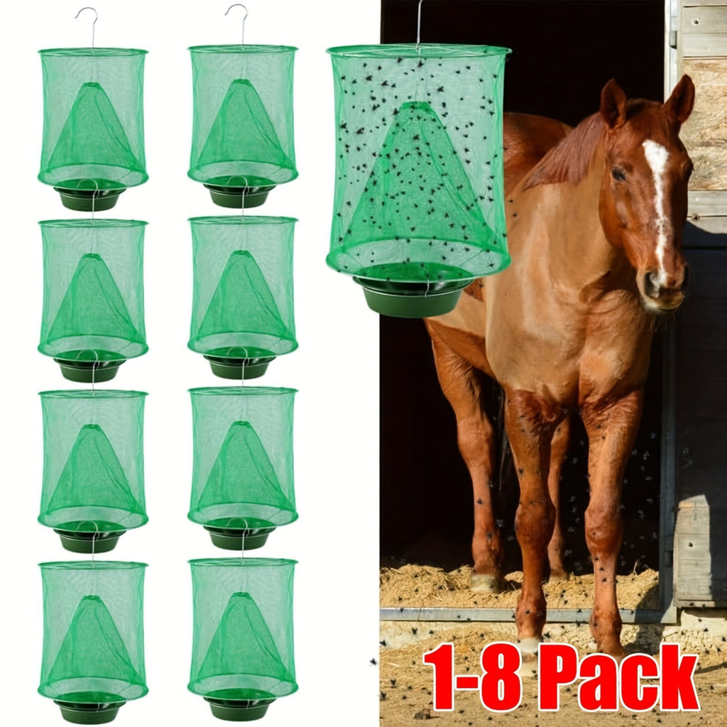 Green Hanging Mesh Fly Trap Cages with Removable Bait Bowls in Two-Pack or Four-Pack Options — image 2