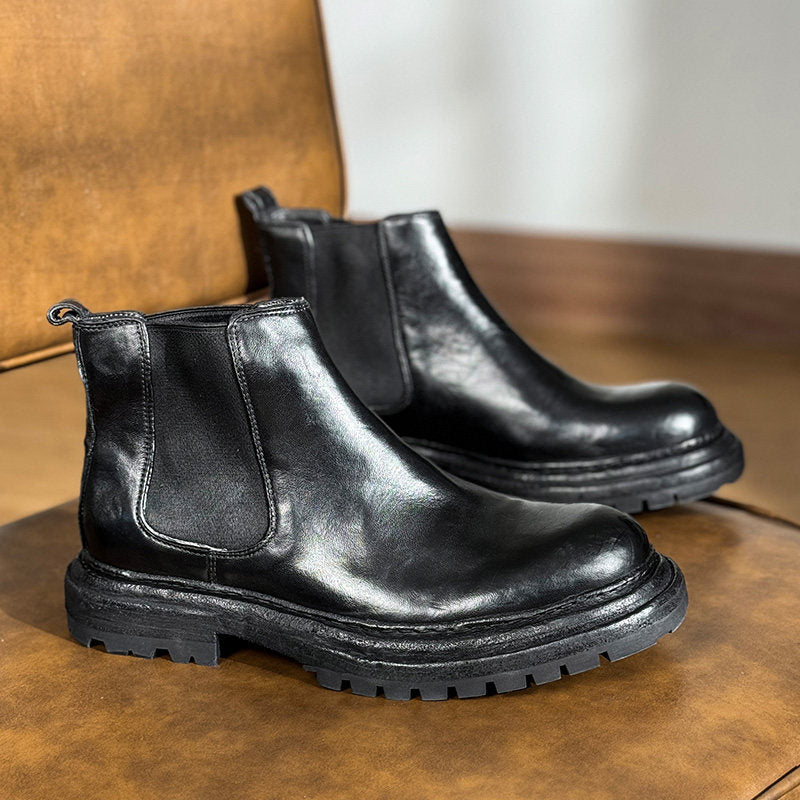 Men's Business Thick-Sole Height-Increasing Vintage Leather Boots