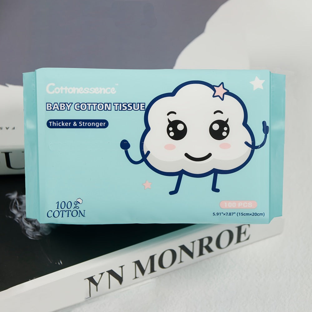 100% Cotton Disposable Face Towels Draw-Style Box 200 400 600 Count, for an Everyday Personal Care Routine — image 2