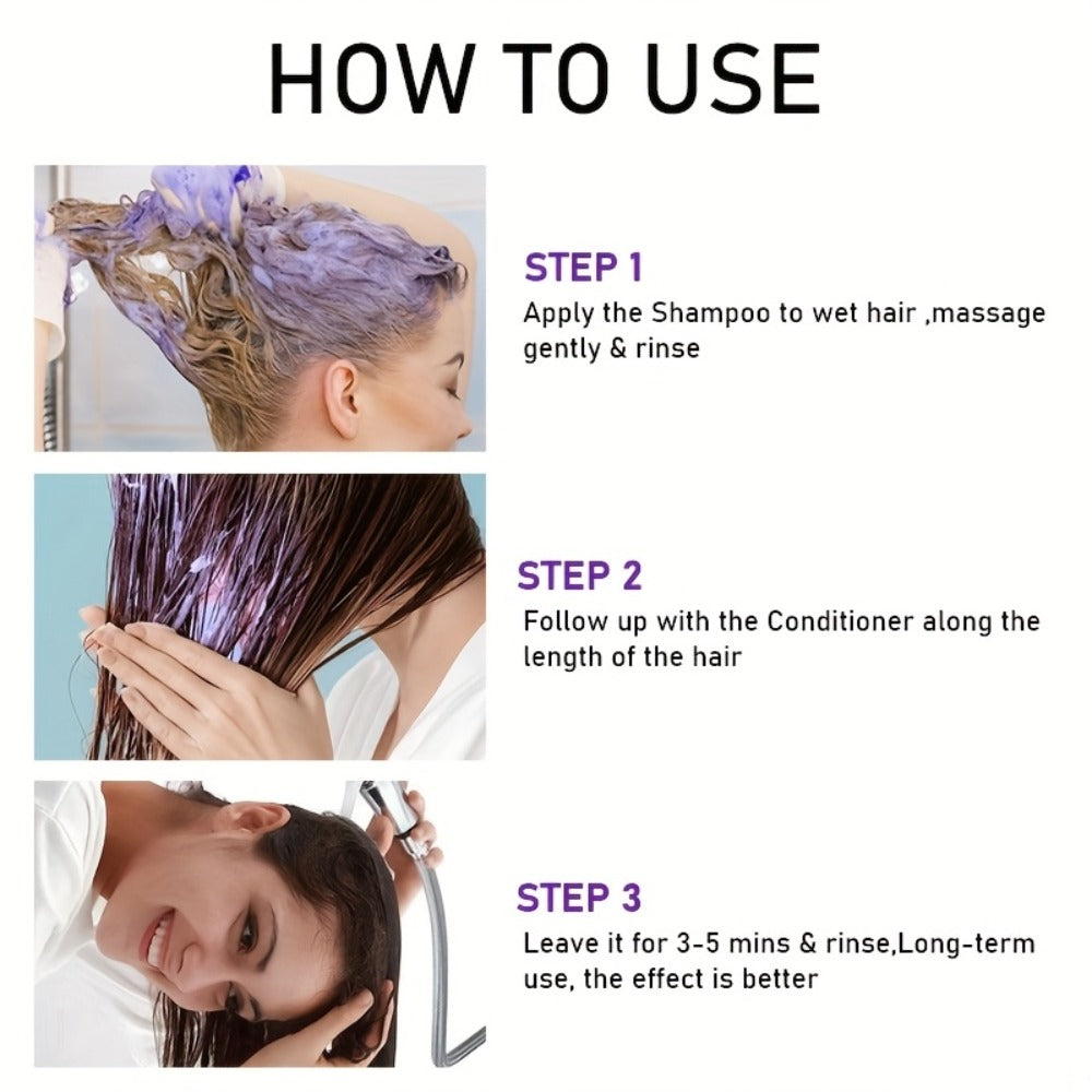Purple Shampoo and Conditioner Set 2PCS for Blonde Silver Platinum Hair - Toning Brass & Yellow Neutralizer — image 11