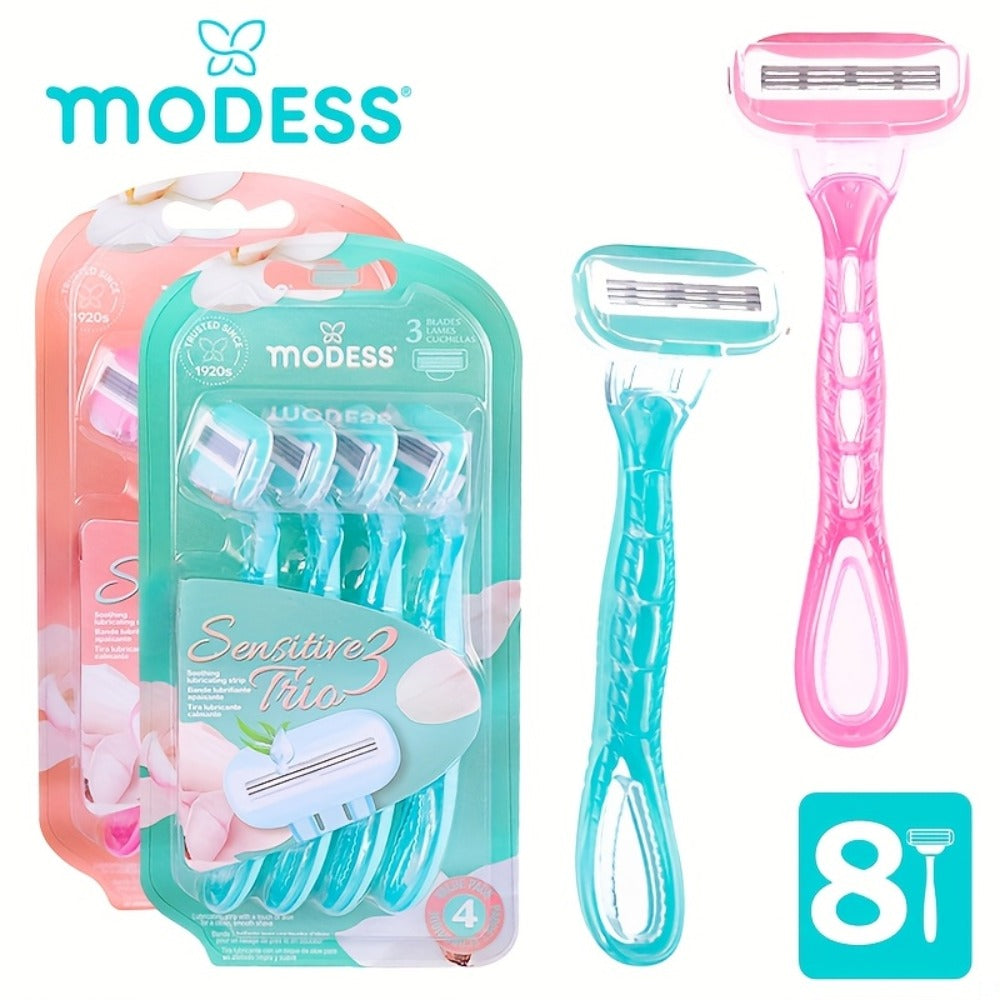Sensitive Skin Disposable Razors for Women Pastel Teal Blush Pink 4-Pack & 8-Pack Smooth Close Shave Legs Underarms Protectiv