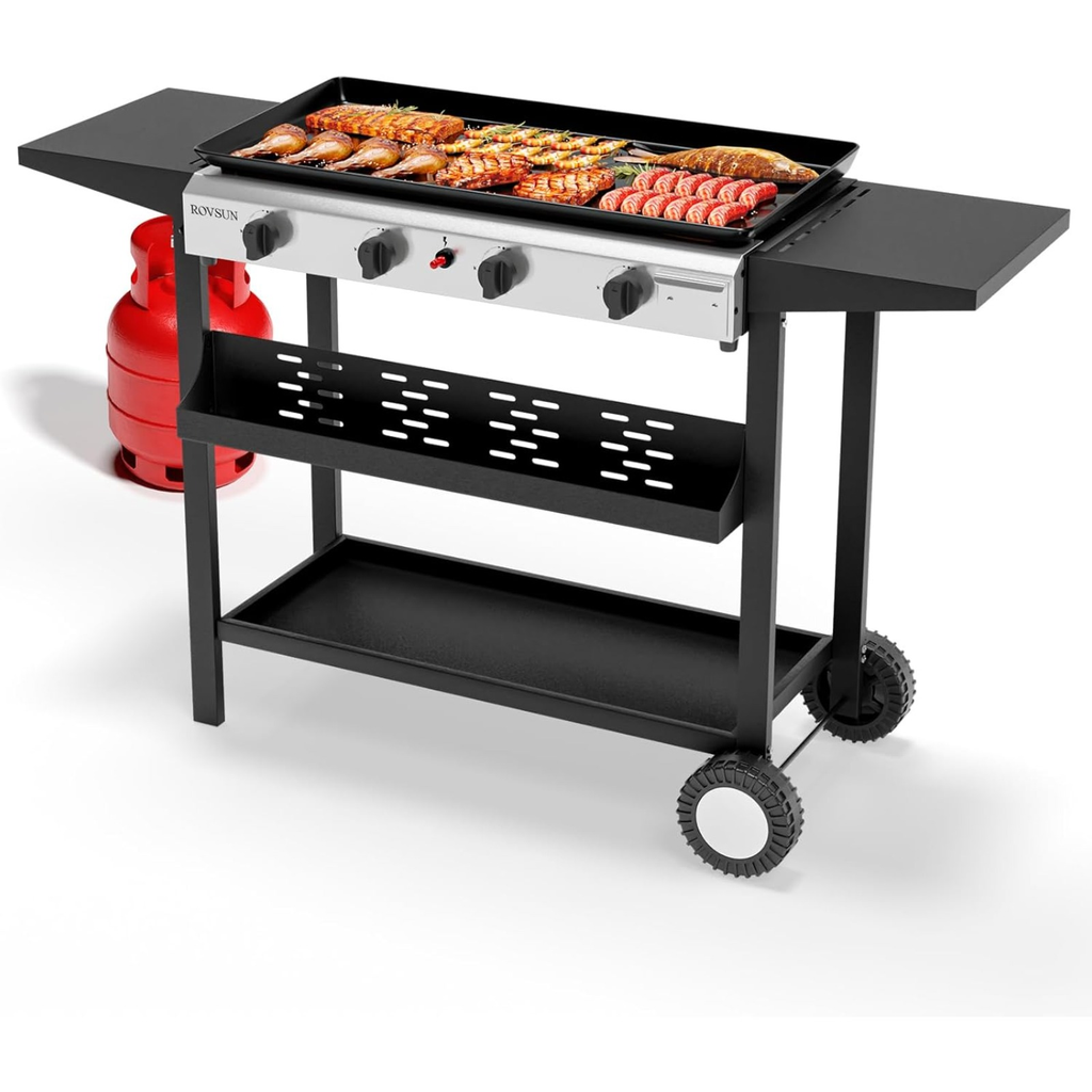 Flat Top Griddle Propane Tabletop 2 or 4 Burner, 20000 BTU Portable Gas Grill with Nonstick Enamel Tray — image 19