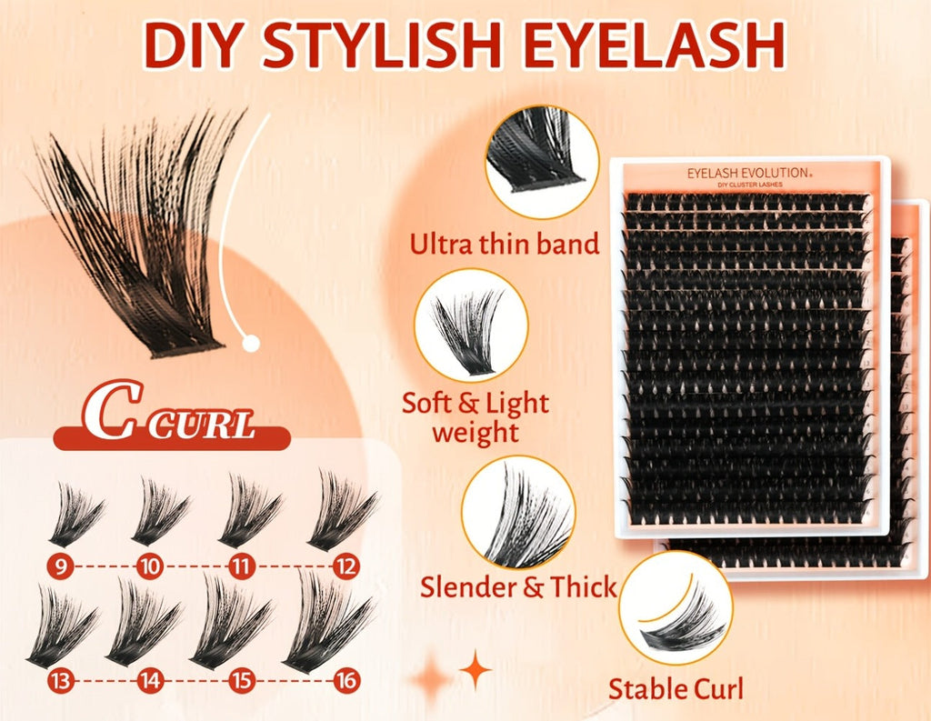 100D Volume Cluster Lashes DIY Individual Lash Extension Kit – Soft Reusable Single Clusters for Full Thick Dramatic Lash Loo