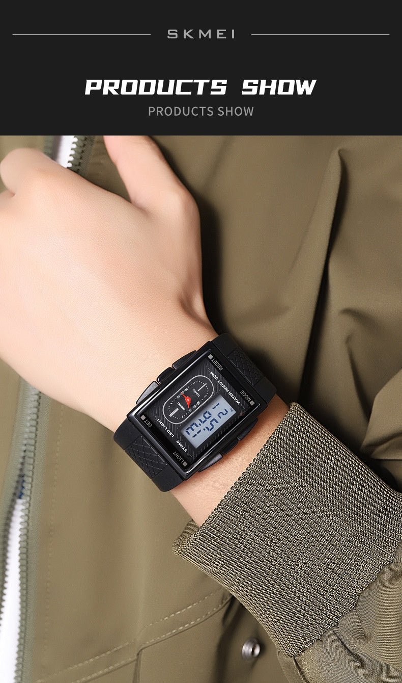 Simple Student Youth Fashion Trend Double Display Multi-functional Sports Waterproof Electronic Watch