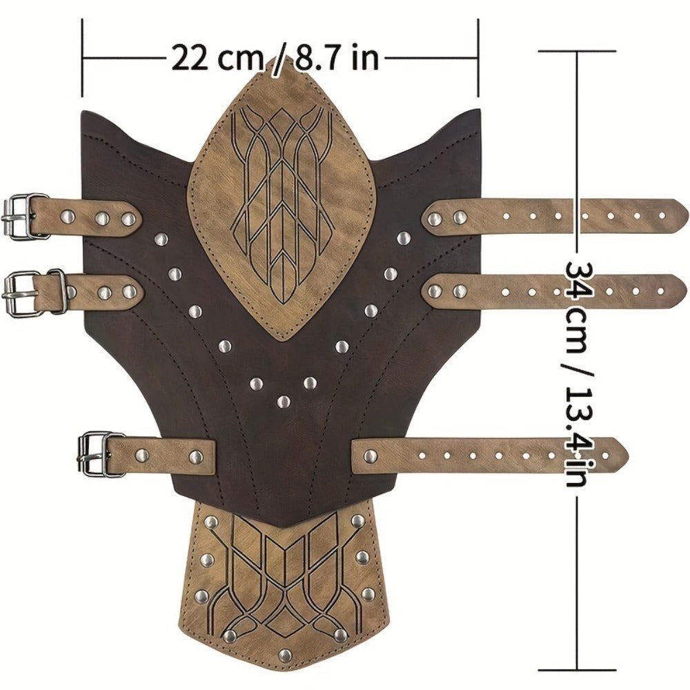 Costume Accessories 2-Piece Embossed Faux Leather Arm Guards with Buckle Straps in Black for Themed Events — image 3