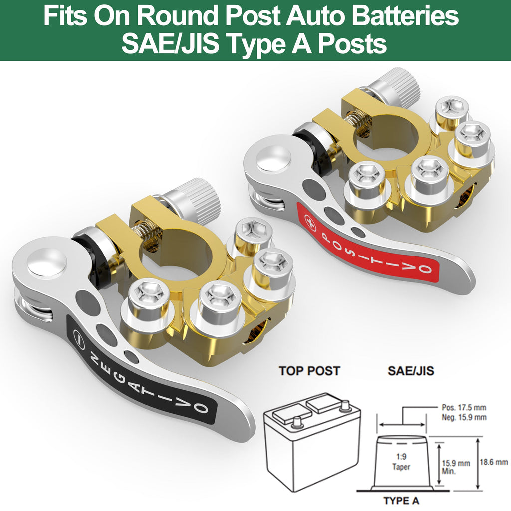 Four-Piece SAE/JIS A-Type Battery Terminal Connector Set with Positive and Negative Quick-Release Clamps — image 7