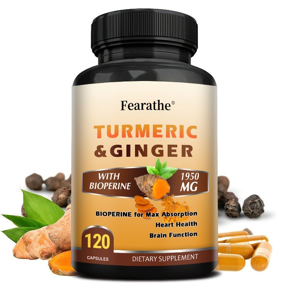 Herbal Supplements with Fearathe Label, Turmeric Ginger and Black Pepper Capsules, 120 Count — image 1