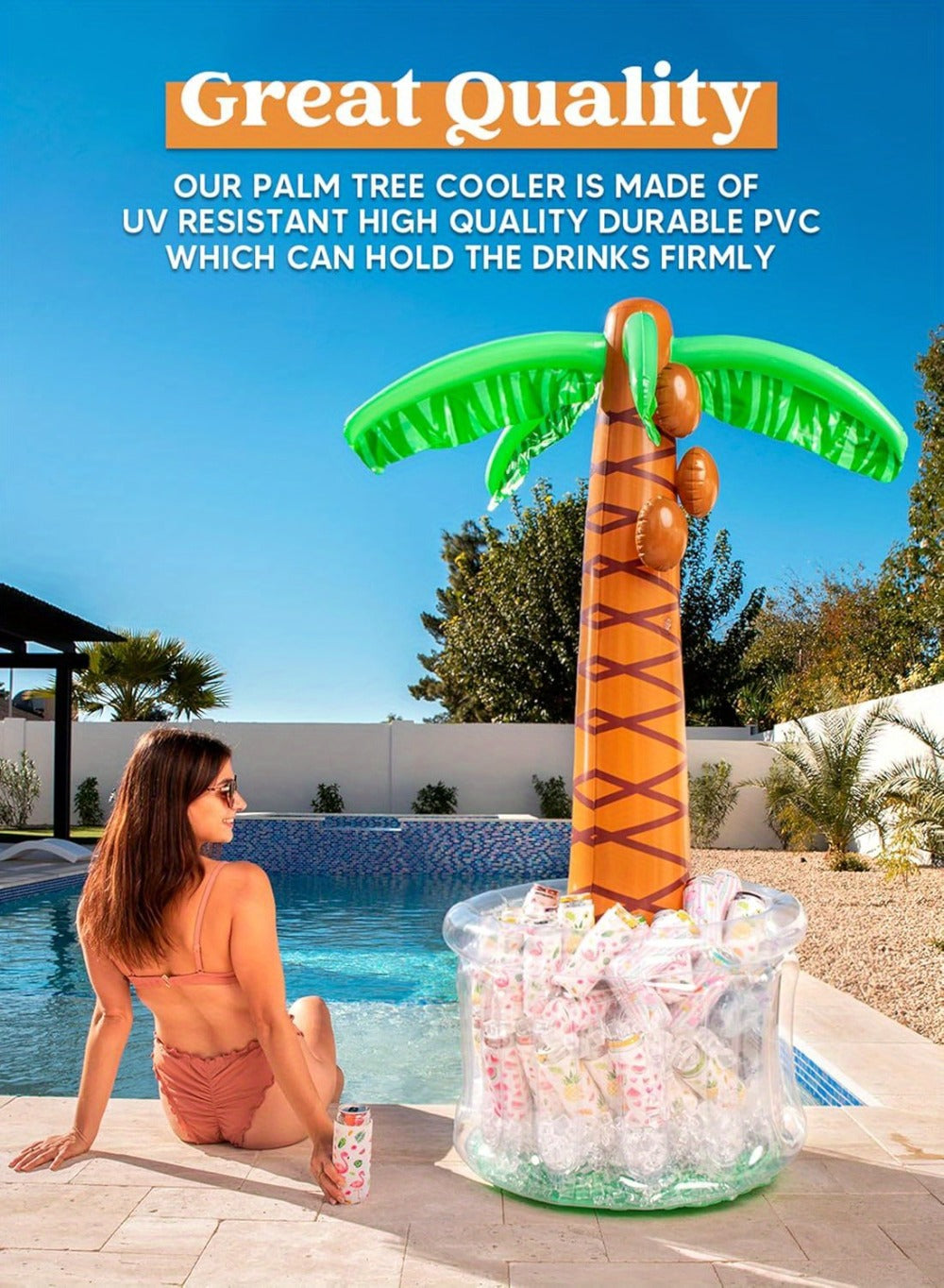 5FT Inflatable Palm Tree Drink Cooler, Tropical Beverage Ice Bucket for Luau Hawaiian Pool Party Decorations — image 12