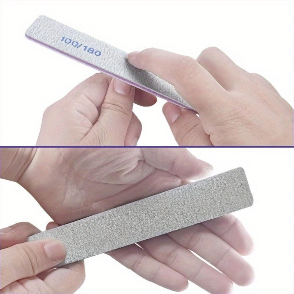 Emery Boards Nail Files 50 Pack 100 180 Grit Double Sided Professional Fingernail Filer Set Reusable for Natural Acrylic Gel 