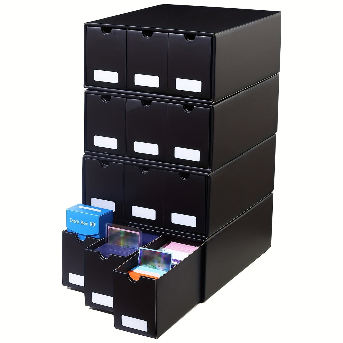 Trading Card Storage Box for Sports Cards and Baseball in a Large Cardboard 12 Drawer Design of 50 Dividers — image 1