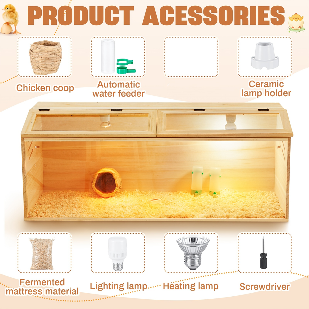 Brooder Box Kit 40x16x16 in for Chicks, Quail & Ducks, Indoor/Outdoor with Leg Stand, Sliding Door — image 6