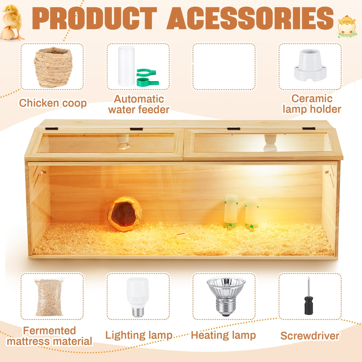 Brooder Box Kit 40x16x16 in for Chicks, Quail & Ducks, Indoor/Outdoor with Leg Stand, Sliding Door — image 6
