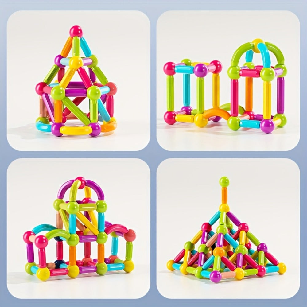 Magnetic Stick and Ball Building Set in 28-Piece or 58-Piece Multicolor Options for Pictured 3D Shapes — image 16