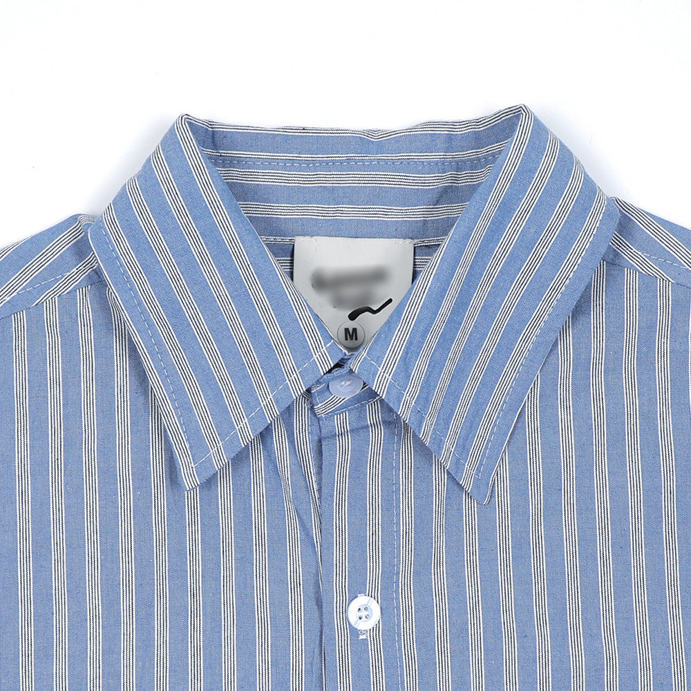 Fashion Vertical Striped Long-sleeved Shirt Men