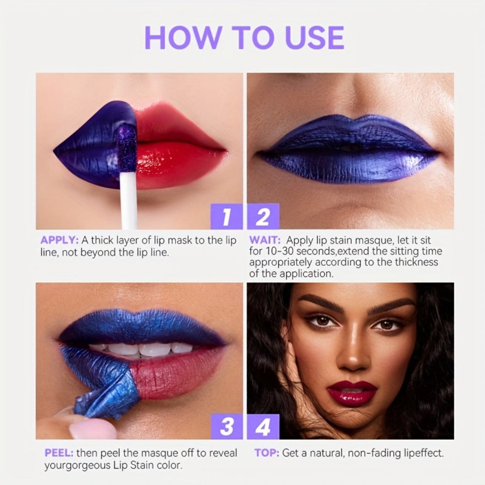 Matte Velvet Lip Stain Set 6 Colors Waterproof Smudge-Proof, Metallic Blue Cobalt Bold Shades Vegan Lip Gloss for All Skin To