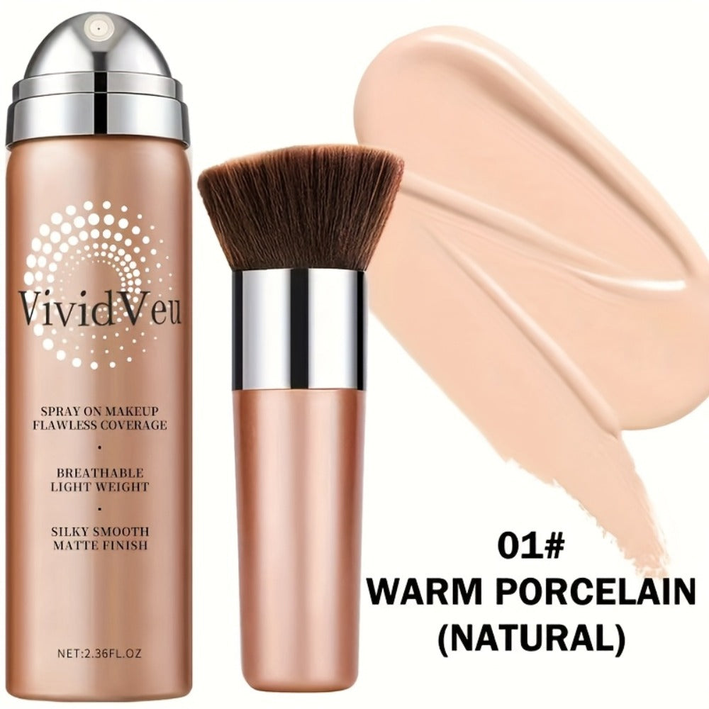 Spray-On Liquid Foundation Bottle with Matching Face Brush in Four Shades from Natural to Porcelain — image 11