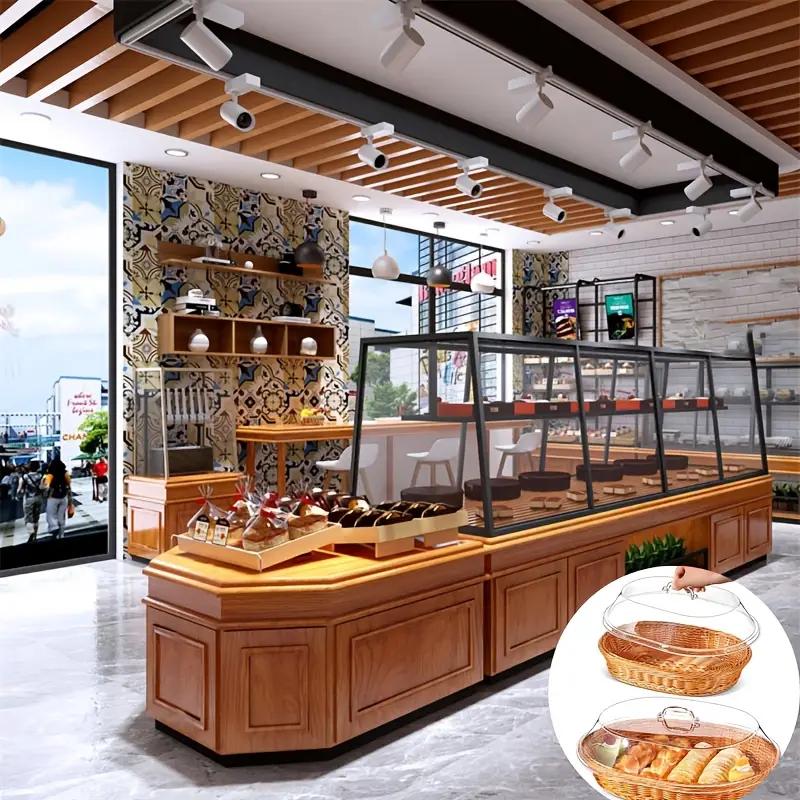 Woven Bread Basket in Square or Round Shape for Serving Bread, Fruit, Desserts and Snacks at Home or on the Dining Table — im