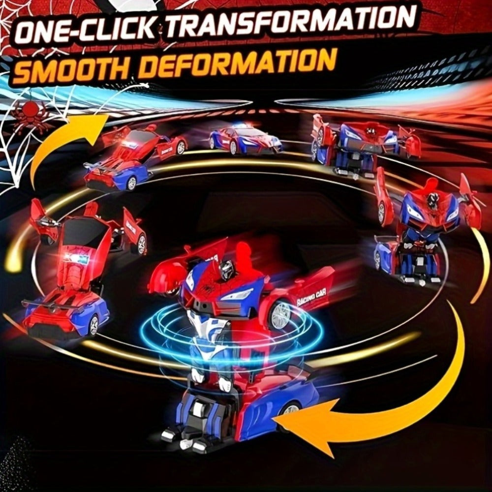Spider Robot RC Car for Kids 1:18 with LED Lights, One-Button Transform Police Car Stunt Toy — image 6