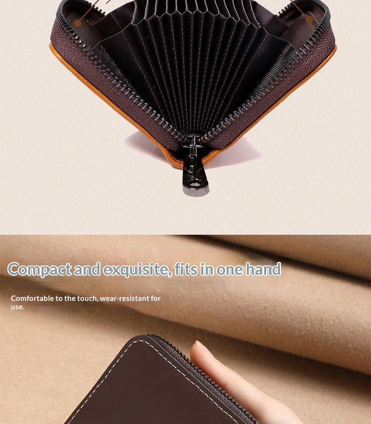 Slim Leather Men's Wallet Large Capacity Multi-Card Organizer Ultra-Thin
