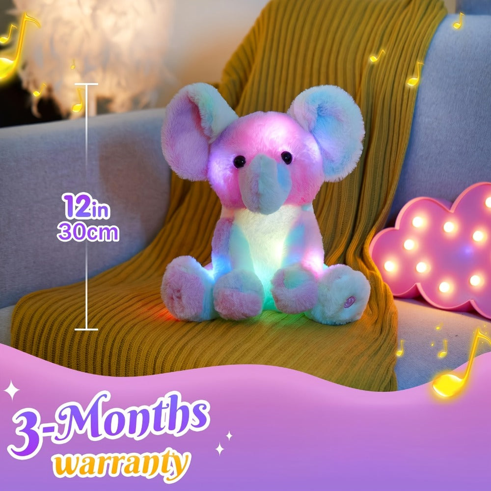Plush Toy Rainbow Elephant 12-Inch Light-Up Design with Optional Music for Colorful Room Display — image 2