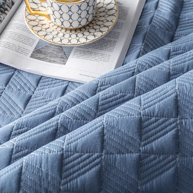 Quilted Padded Continental Bed Cover Three Piece Set