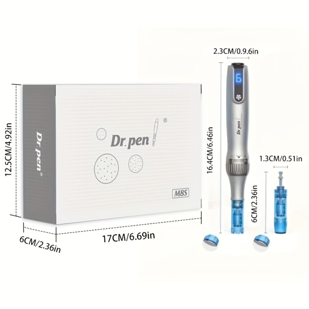 Dr Pen M8S Microneedling Pen Kit 10PCS 0.25mm Replacement Cartridges - USB Rechargeable for Bath Time, Home Spa and Personal 