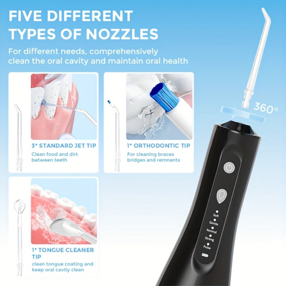 Water Flosser SEJOY Cordless Oral Irrigator with 300ml Tank, Five Modes, Five Nozzles, 1800mAh Battery and USB Charging — ima