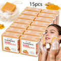 Kojic Acid Brightening Soap Bars 15-Pack – Turmeric Lemon Natural Face & Body Cleanser, Cold Processed Paraben-Free Formula —