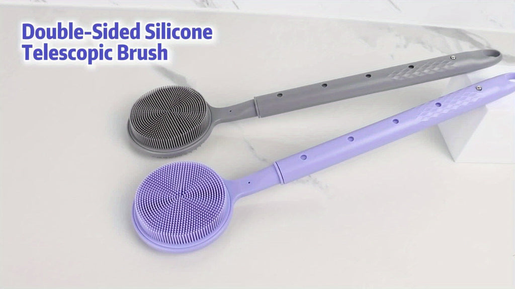 Long Handle Bath Brush Extendable 40-60cm Back Scrubber Dual-Sided Exfoliating Body Brush, for Bath Time, Home Spa and Person