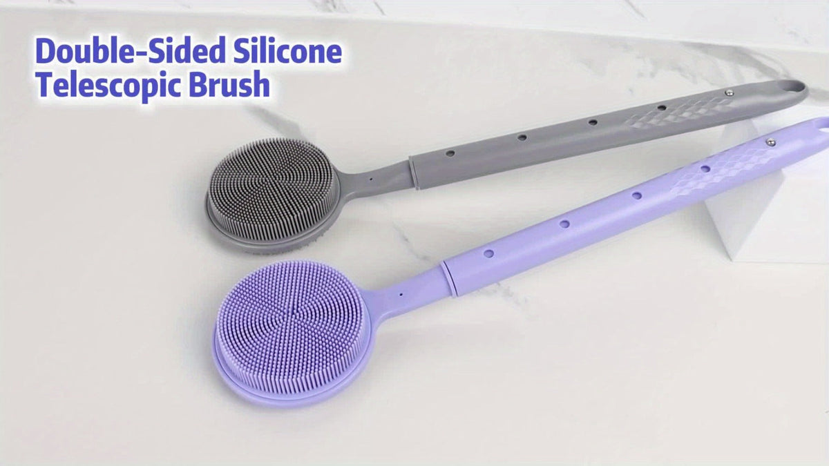 Long Handle Bath Brush Extendable 40-60cm Back Scrubber Dual-Sided Exfoliating Body Brush, for Bath Time, Home Spa and Person