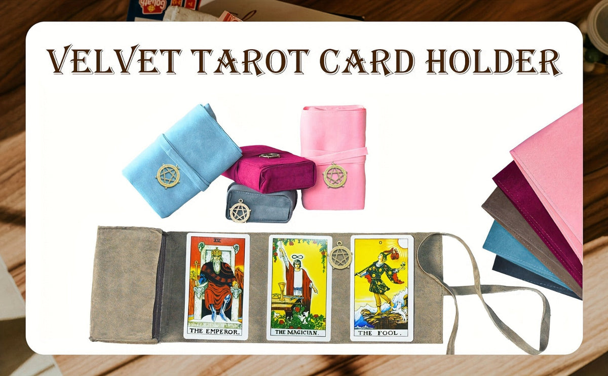 Tarot Card Bag Velvet Pouch with Retro Pendant – 5pcs Lightweight Tarot Storage Holder Set, Mystical Drawstring Bags for Taro