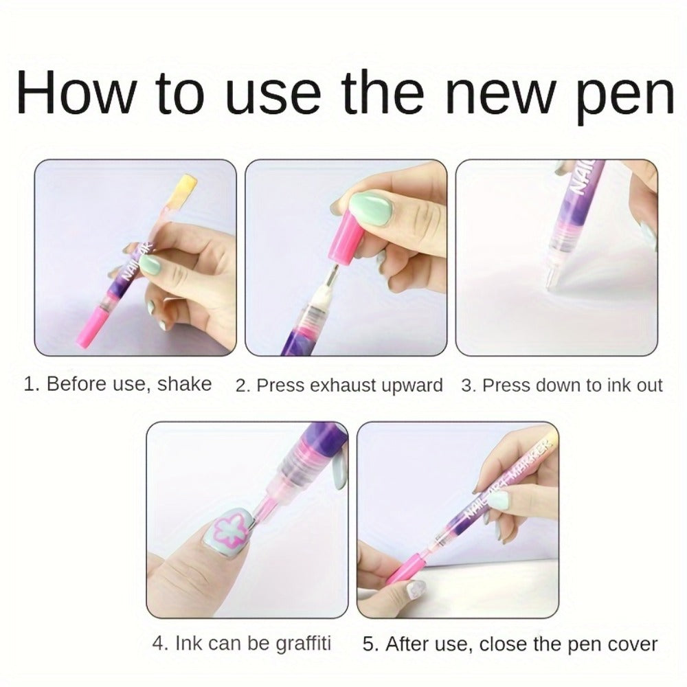 Nail Art Pens Set 12 Colors Quick Dry 3D Doodle Dot Stitching Nail Art Pen Kit – DIY Nail Design Tools — image 9
